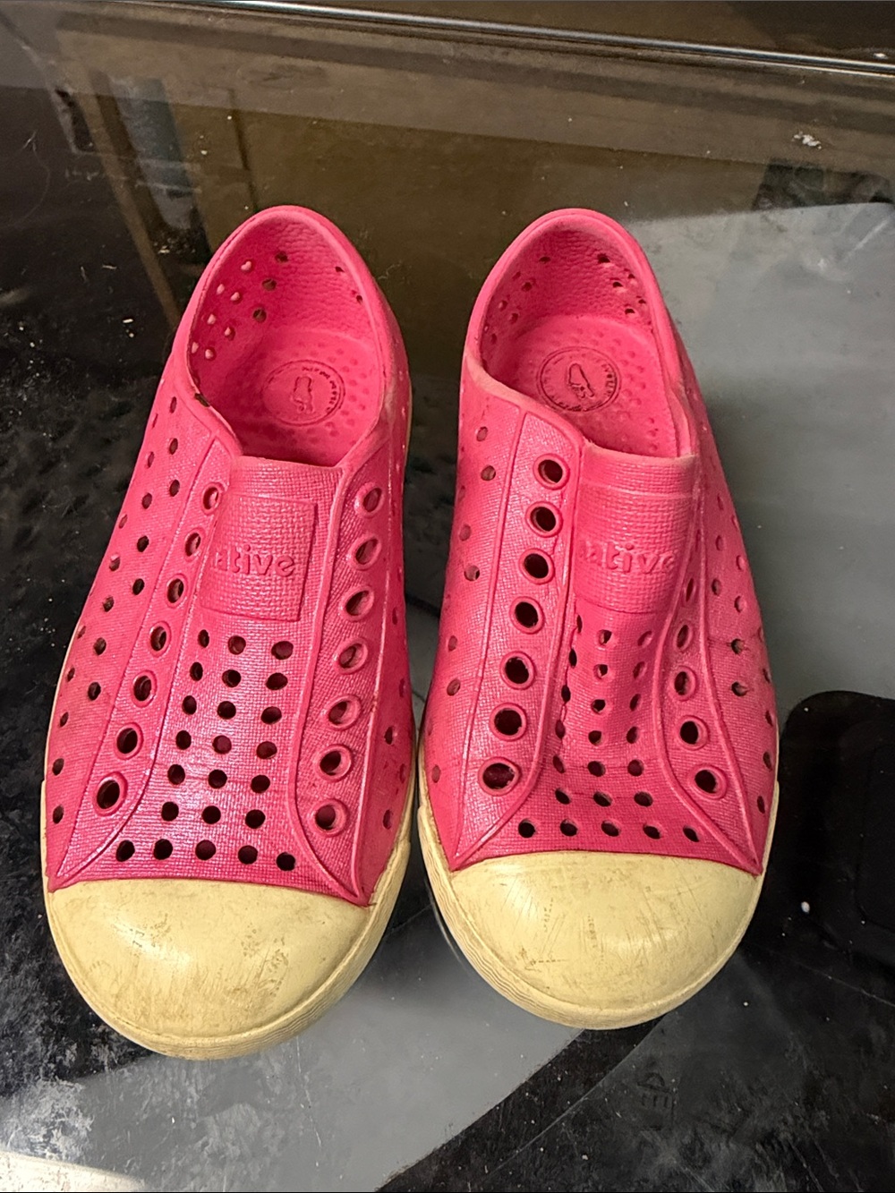 Native Kids Water Shoes Pink with Cream Toe Caps